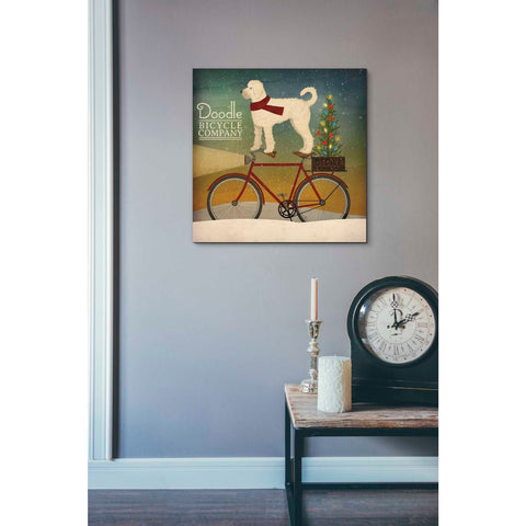 'White Doodle on Bike Christmas' by Ryan Fowler, Canvas Wall Art,18 x 18