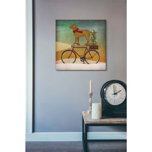 'Yellow Lab on Bike Christmas' by Ryan Fowler, Canvas Wall Art,18 x 18