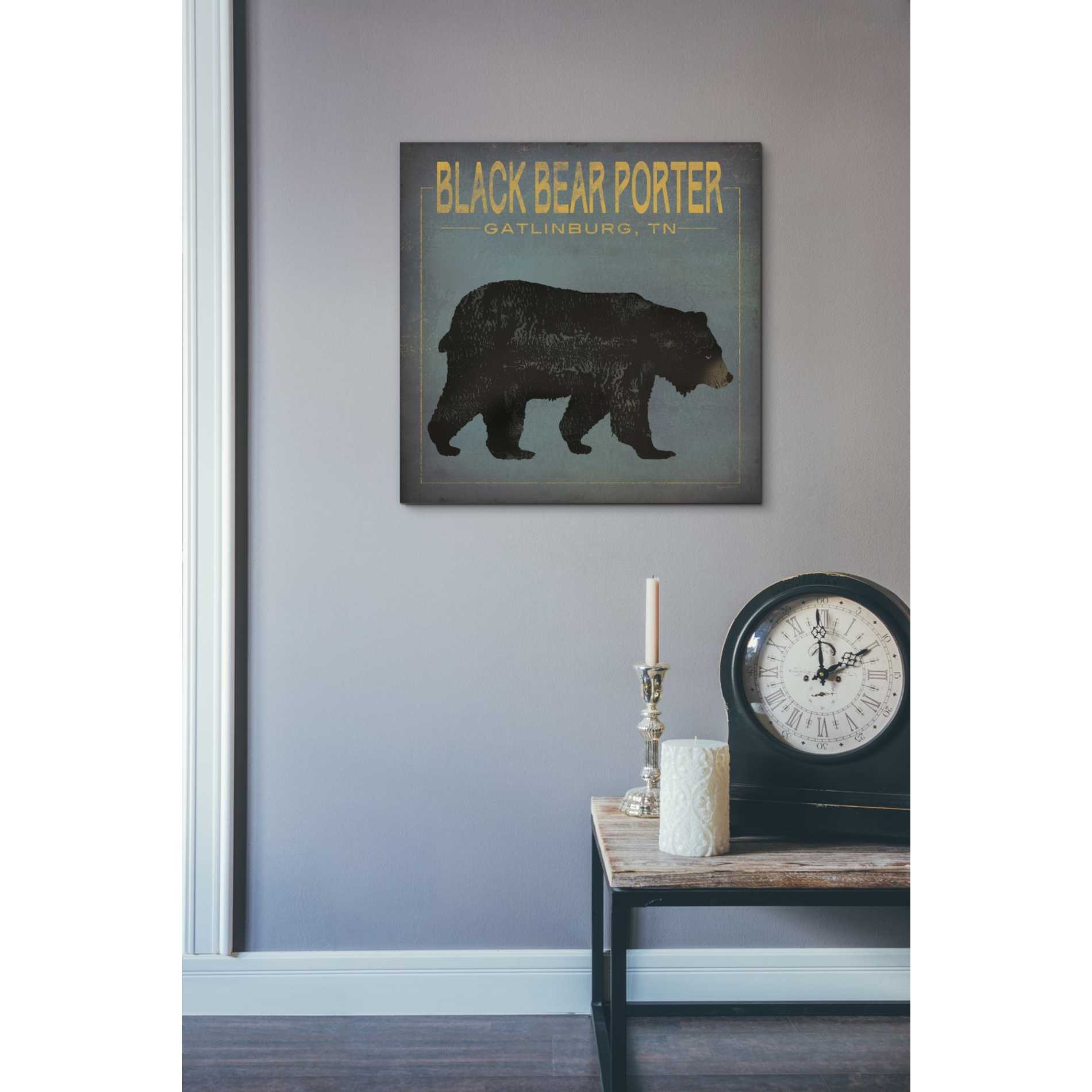 'Black Bear Porter' by Ryan Fowler, Canvas Wall Art,18 x 18
