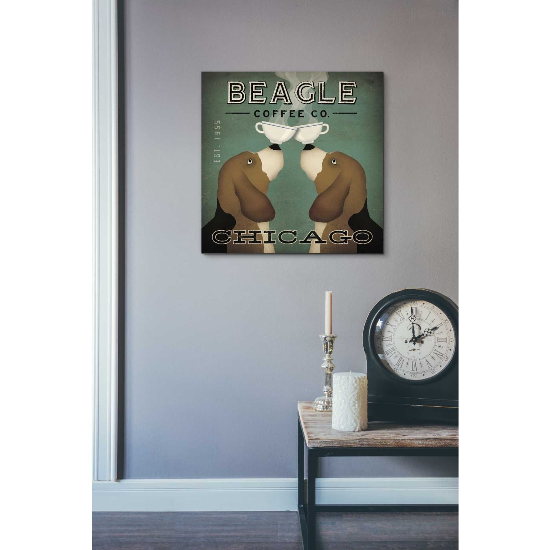 'Beagle Coffee Co Chicago' by Ryan Fowler, Canvas Wall Art,18 x 18