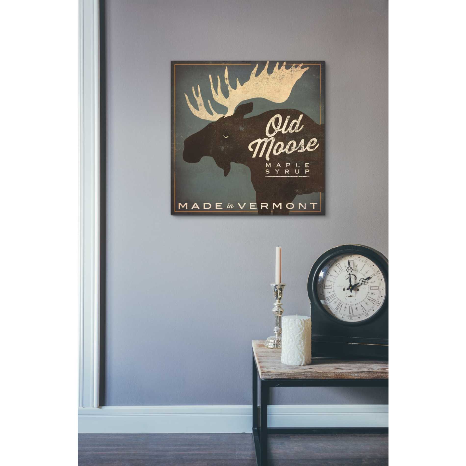 'Old Moose Maple Syrup Made in Vermont' by Ryan Fowler, Canvas Wall Art,18 x 18