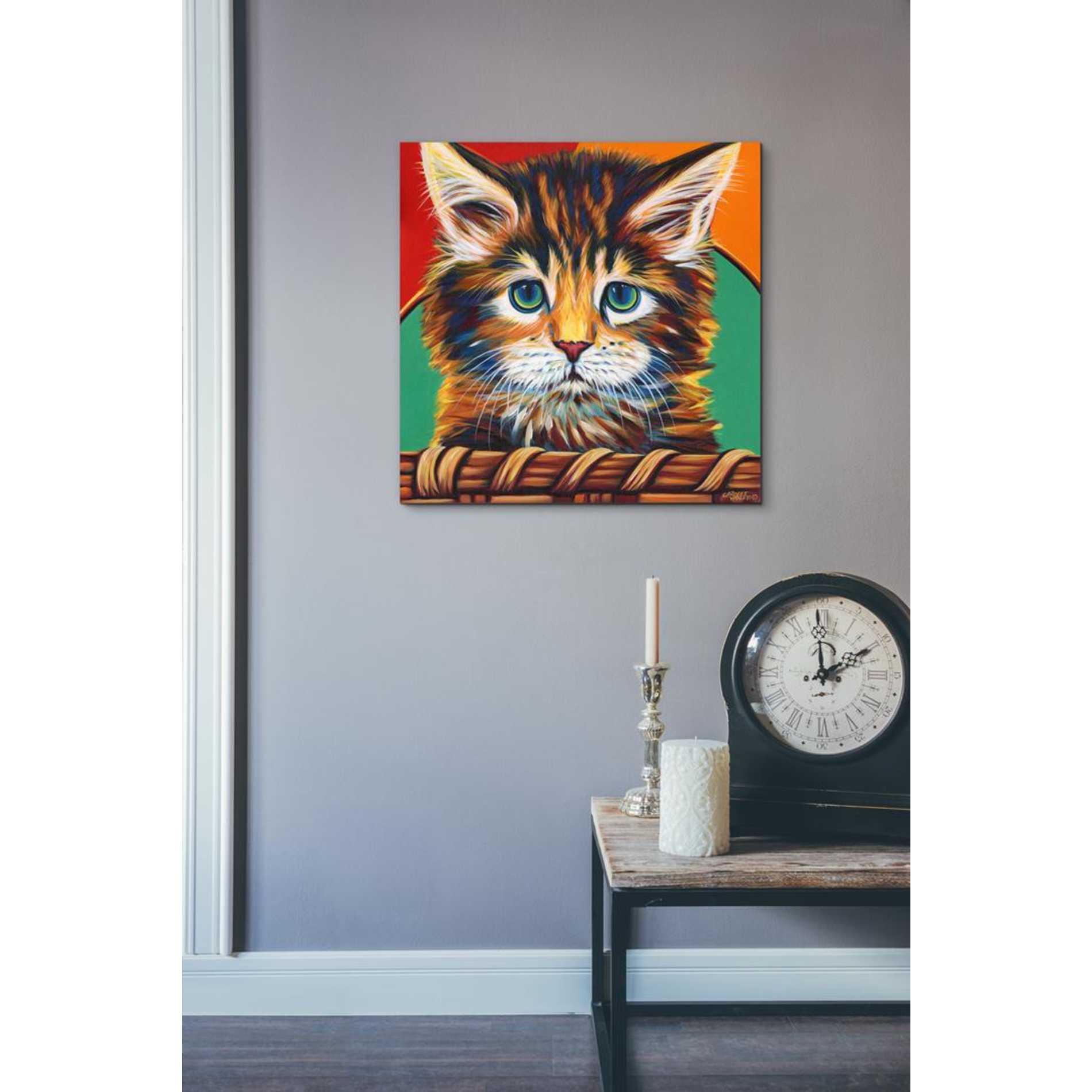 'Kitten in Basket I' by Carolee Vitaletti Giclee Canvas Wall Art