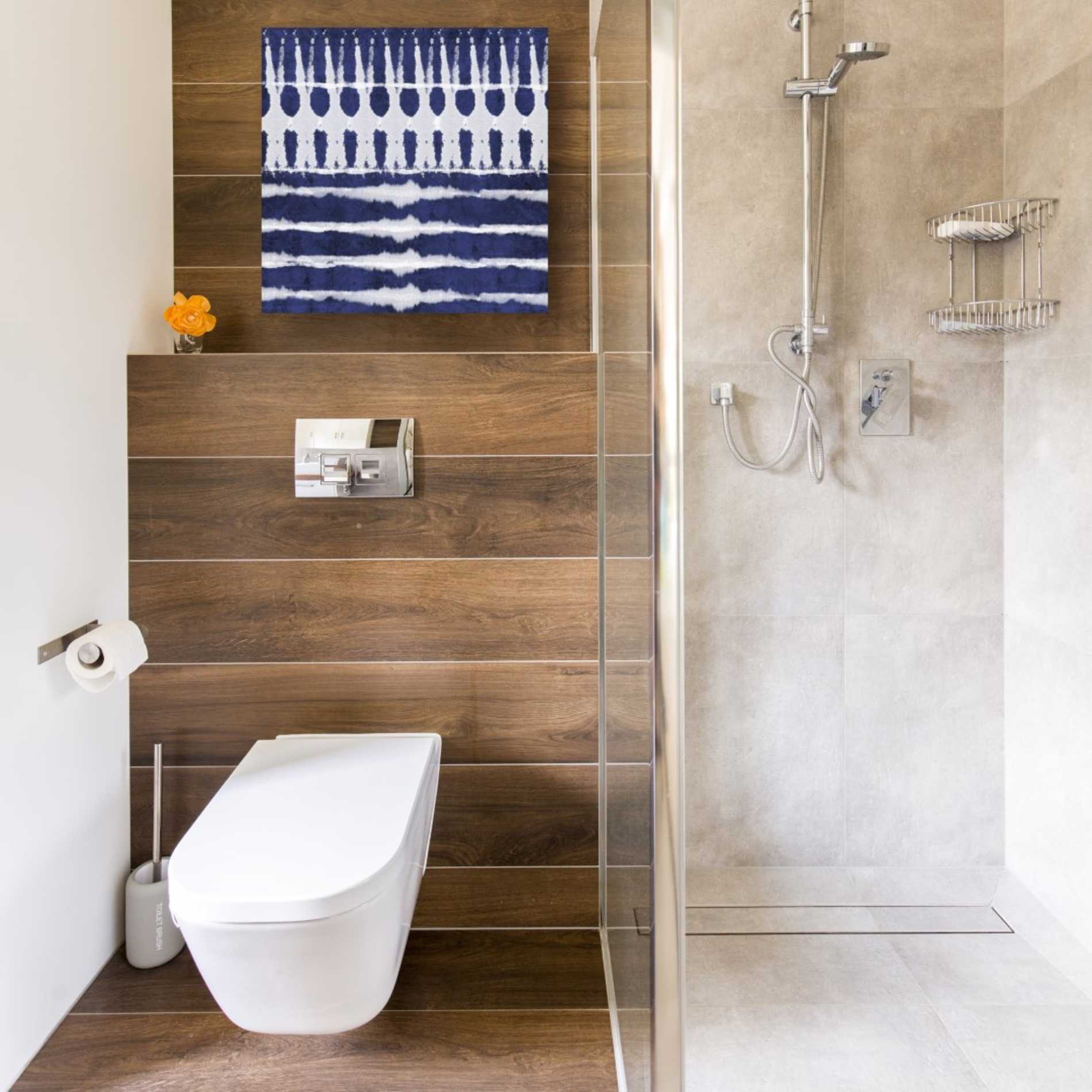 'Blue Shibori A' by Linda Woods, Canvas Wall Art,18 x 18