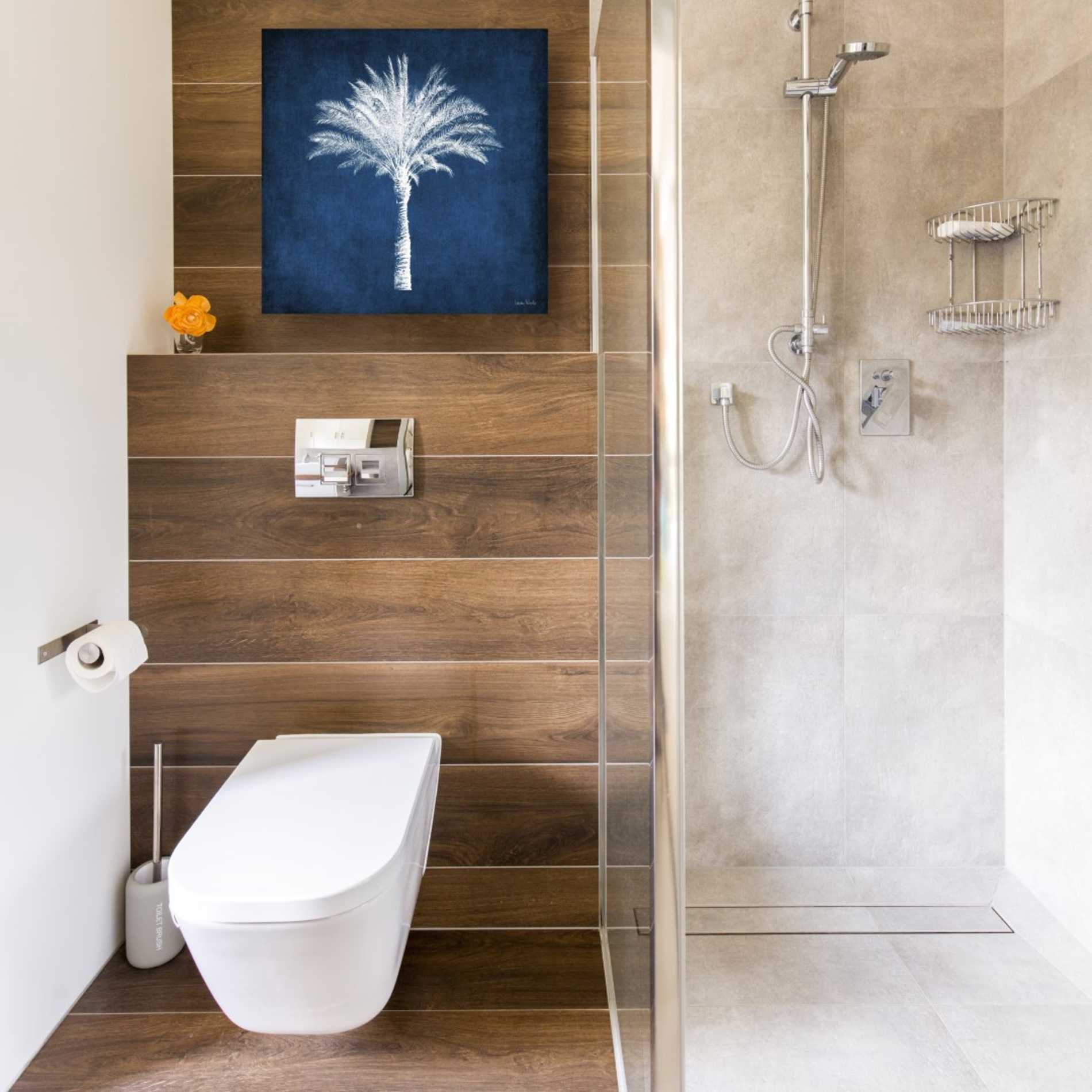 'Single Indigo And White Palm Tree' by Linda Woods, Canvas Wall Art,18 x 18