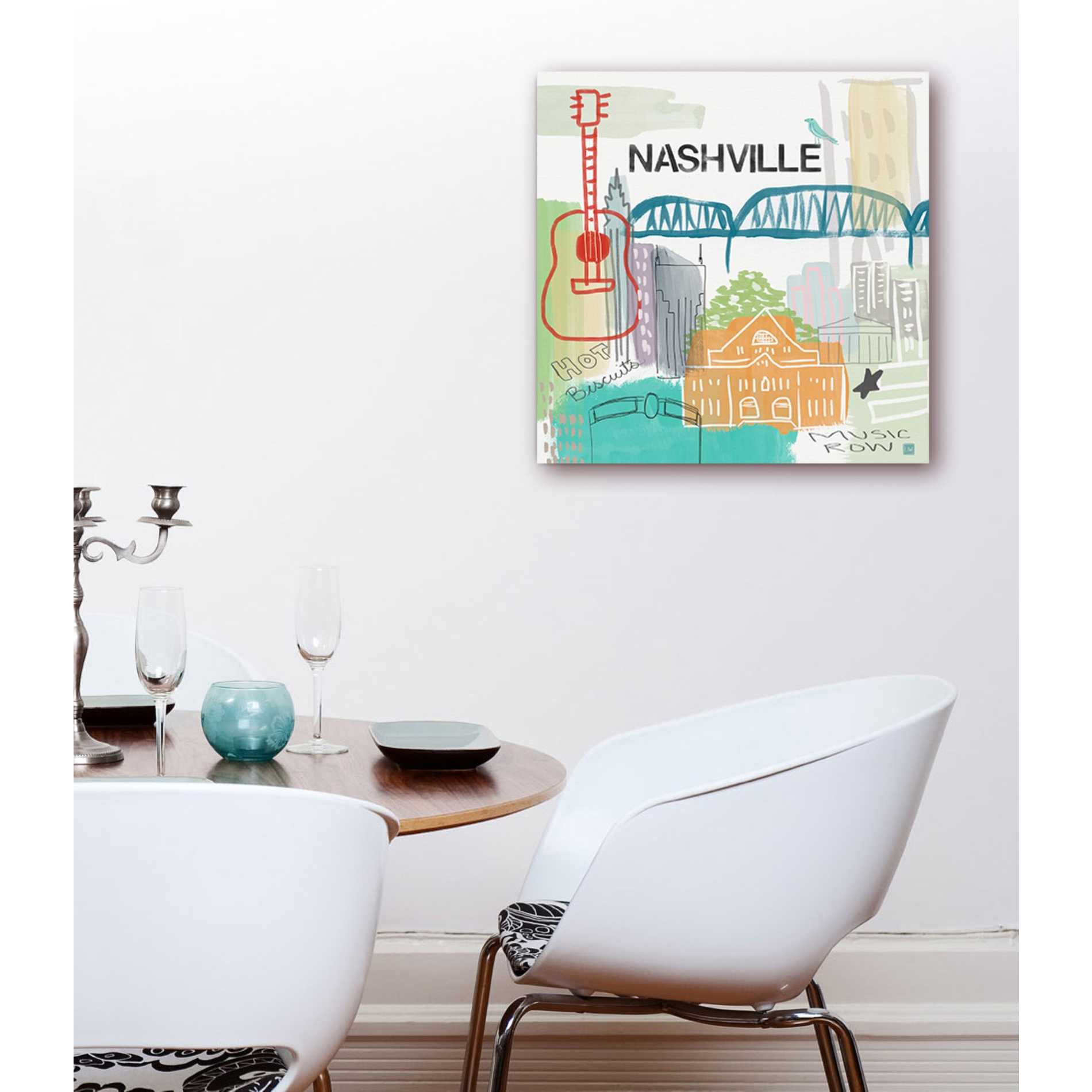 'Nashville' by Linda Woods, Canvas Wall Art,18 x 18