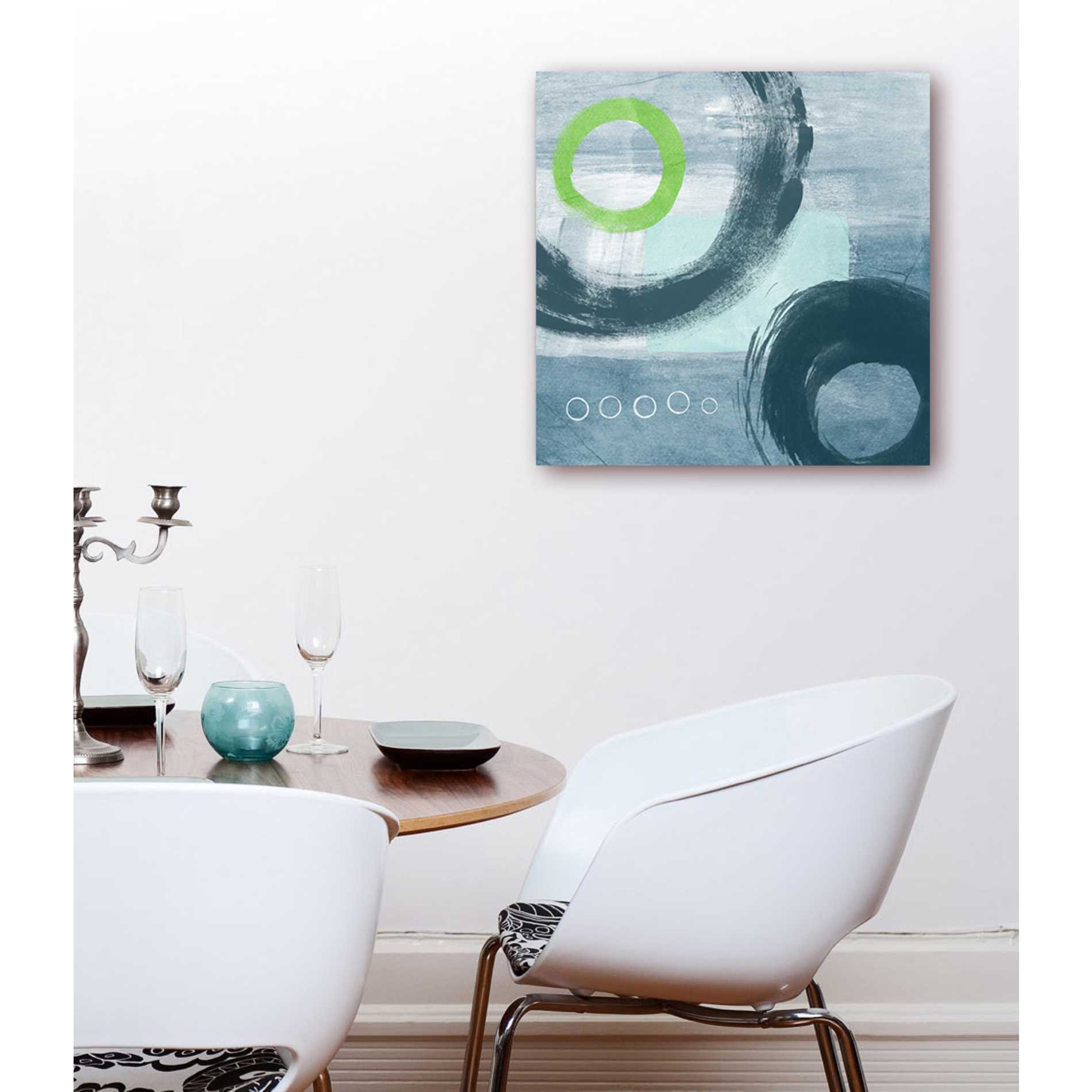 'Blue Circles I' by Linda Woods, Canvas Wall Art,18 x 18