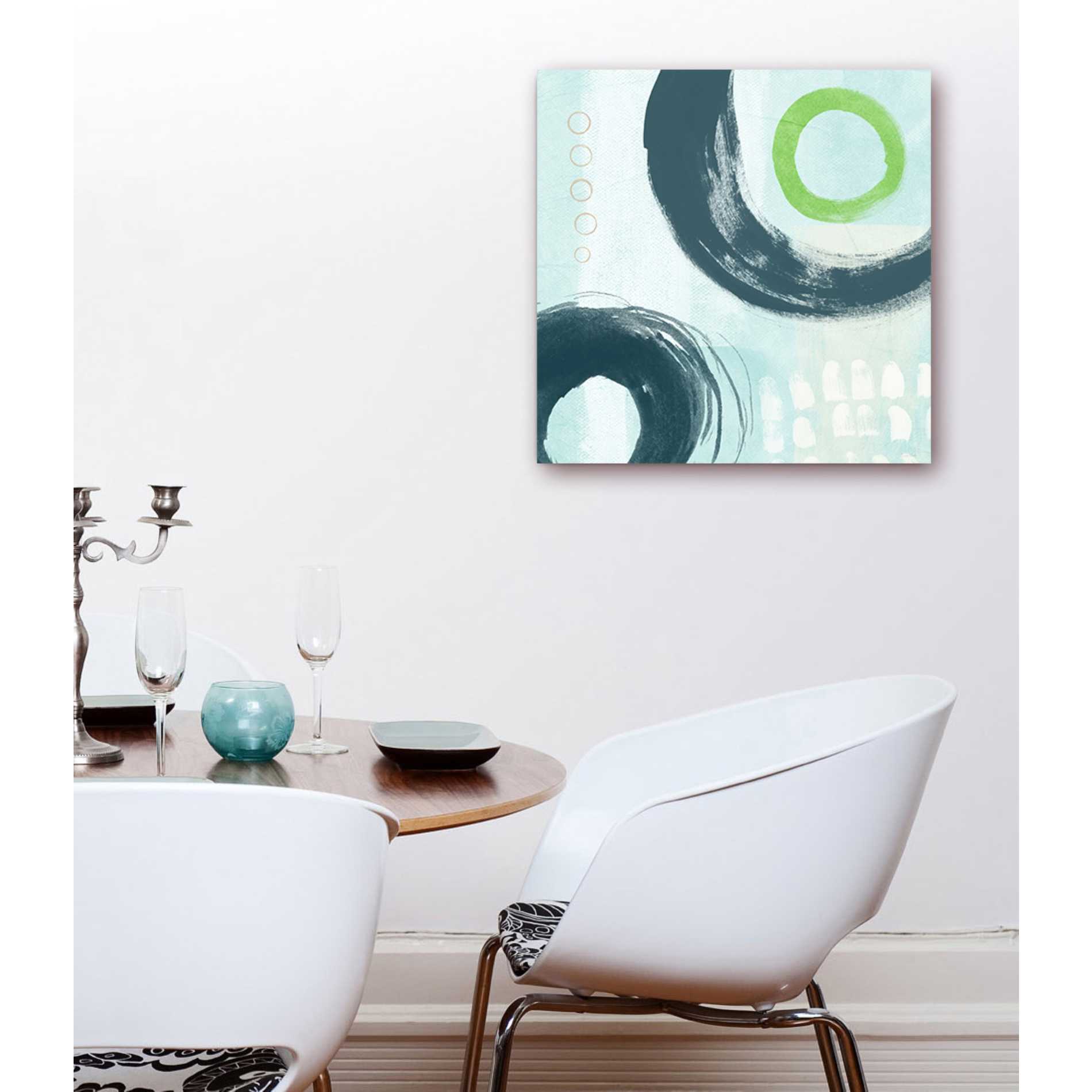 'Blue Circles III' by Linda Woods, Canvas Wall Art,18 x 18