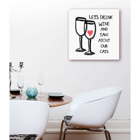 Image of 'Wine And Cats' by Linda Woods, Canvas Wall Art,18 x 18