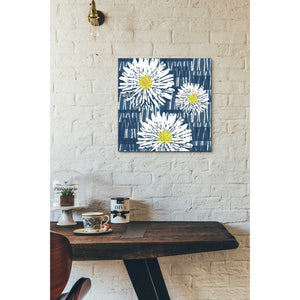 'White Flowers on Blue' by Linda Woods, Canvas Wall Art,18 x 18