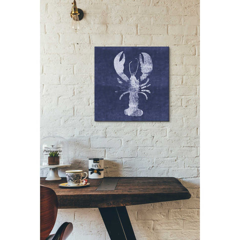 Image of 'Indigo Lobster' by Linda Woods, Canvas Wall Art,18 x 18