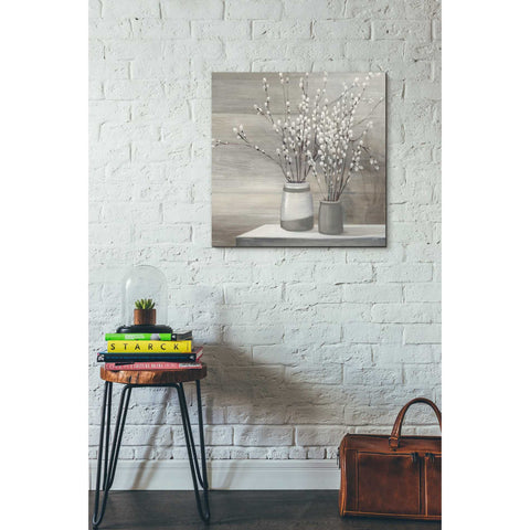 Image of 'Pussy Willow Still Life Gray Pots' by Julia Purinton, Canvas Wall Art,18 x 18