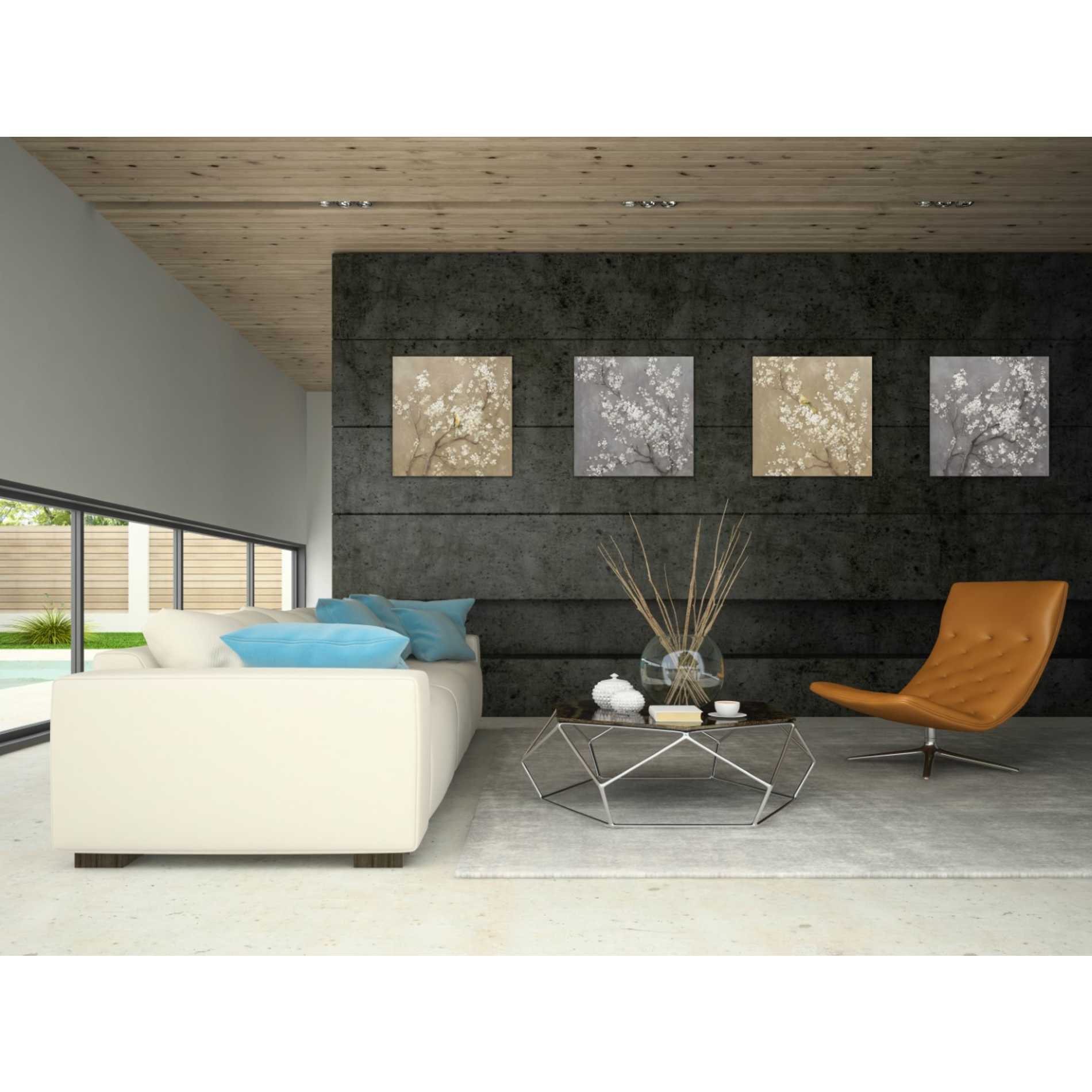 'White Cherry Blossom II Neutral' by Danhui Nai, Canvas Wall Art,18 x 18