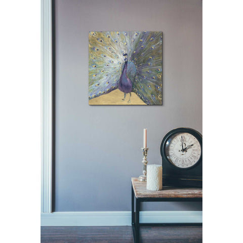Image of 'Purple And Gold Peacock' by Danhui Nai, Canvas Wall Art,18 x 18