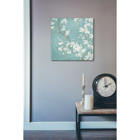 Image of 'White Cherry Blossom II on Blue' by Danhui Nai, Canvas Wall Art,18 x 18