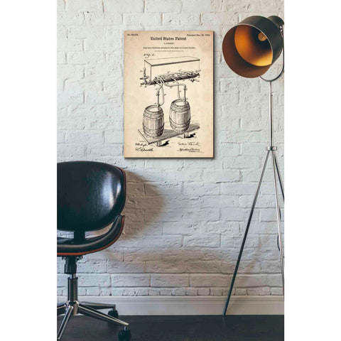 Image of 'Beer Barrel Vintage Patent Blueprint' Canvas Wall Art,18 x 26