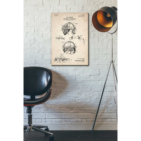 Image of 'Welding Goggles Blueprint Patent Parchment' Canvas Wall Art,18 x 26