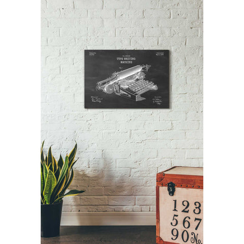 Image of 'Type Writing Machine Blueprint Patent Chalkboard' Canvas Wall Art,18 x 26