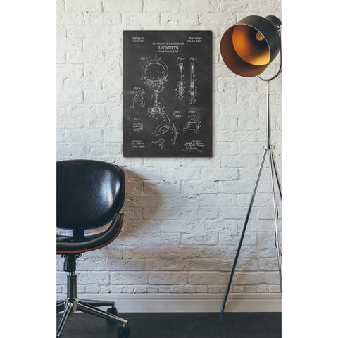 Image of 'Handcuffs Blueprint Patent Chalkboard' Canvas Wall Art,18 x 26