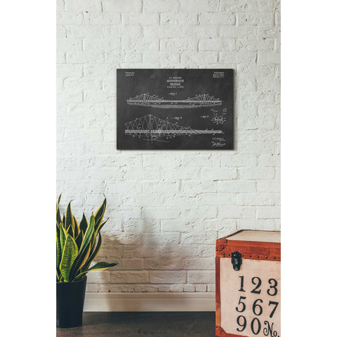 Image of 'Suspension Bridge Blueprint Patent Chalkboard' Canvas Wall Art,,18 x 26