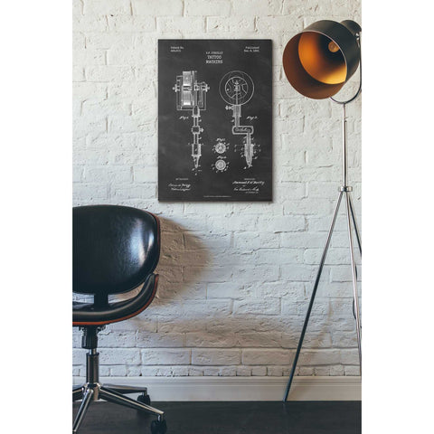 Image of 'Tattoo Machine Blueprint Patent Chalkboard' Canvas Wall Art,18 x 26