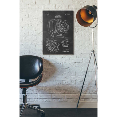 Image of 'Baseball Glove Blueprint Patent Chalkboard' Canvas Wall Art,18 x 26