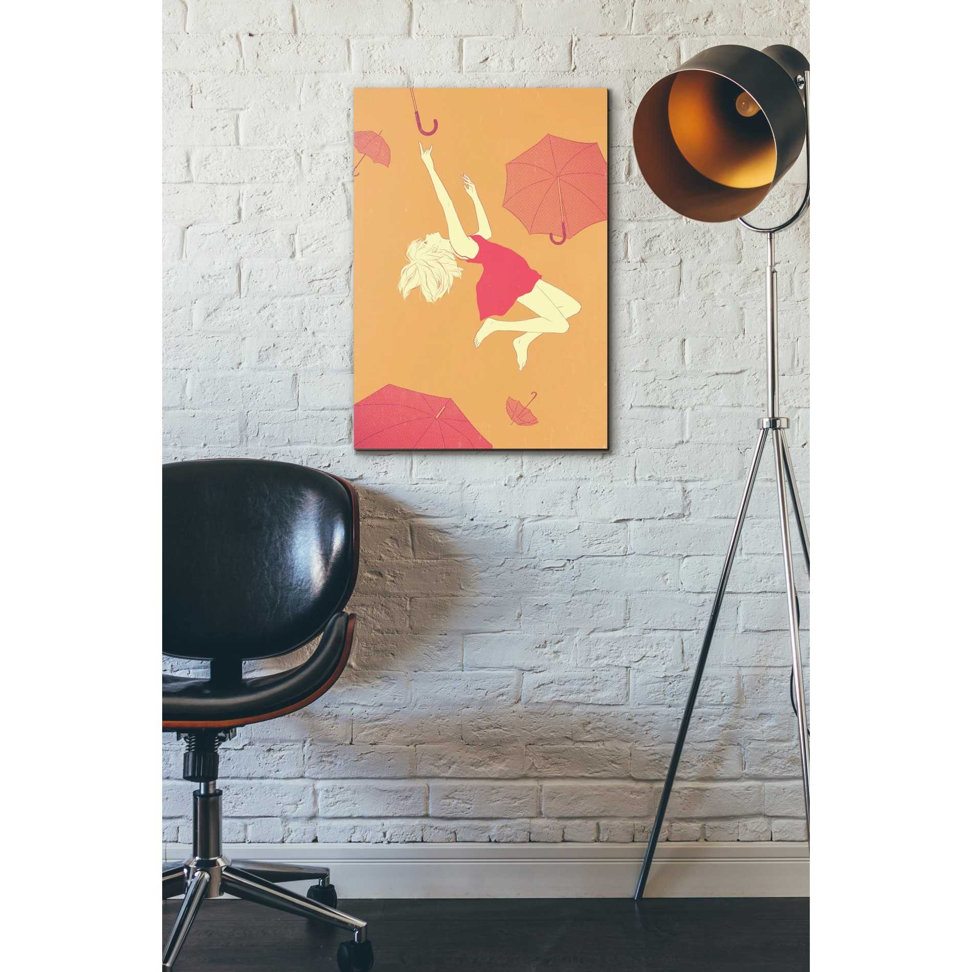 'Flying Umbrellas' by Sai Tamiya, Canvas Wall Art,18 x 26