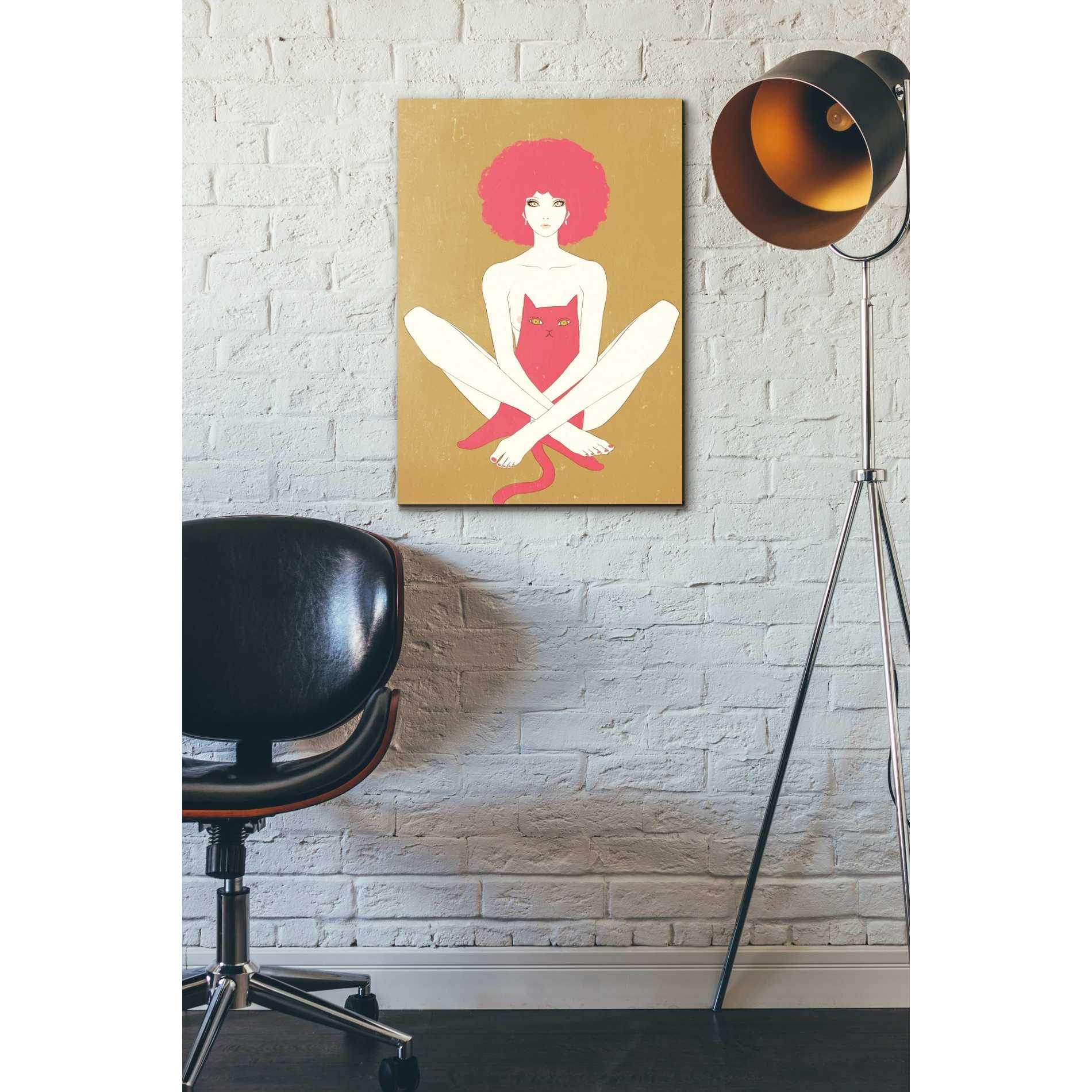 'Pinkcat' by Sai Tamiya, Canvas Wall Art,18 x 26