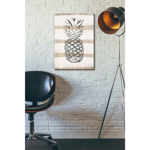 Image of 'Simple Stripes Pineapple' by Linda Woods, Canvas Wall Art,18 x 26
