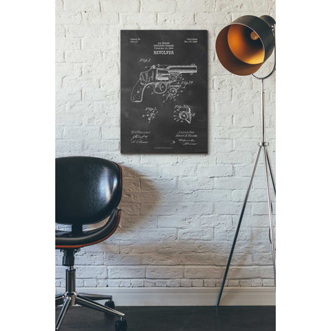 Image of 'Revolver Blueprint Patent Chalkboard' Canvas Wall Art,18 x 26
