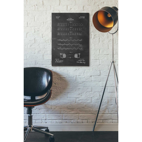 Image of 'Telegraphy Blueprint Patent Chalkboard' Canvas Wall Art,18 x 26