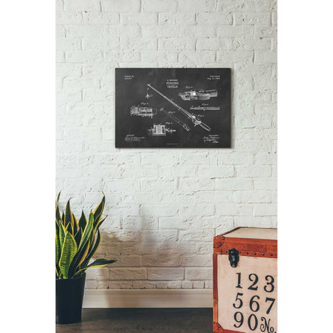 Image of 'Fishing Tackle Blueprint Patent Chalkboard' Canvas Wall Art,18 x 26