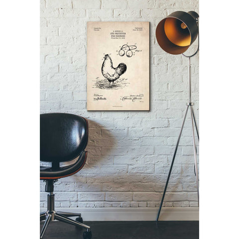Image of 'Eye Protector for Chickens Blueprint Patent Parchment' Canvas Wall Art,18 x 26