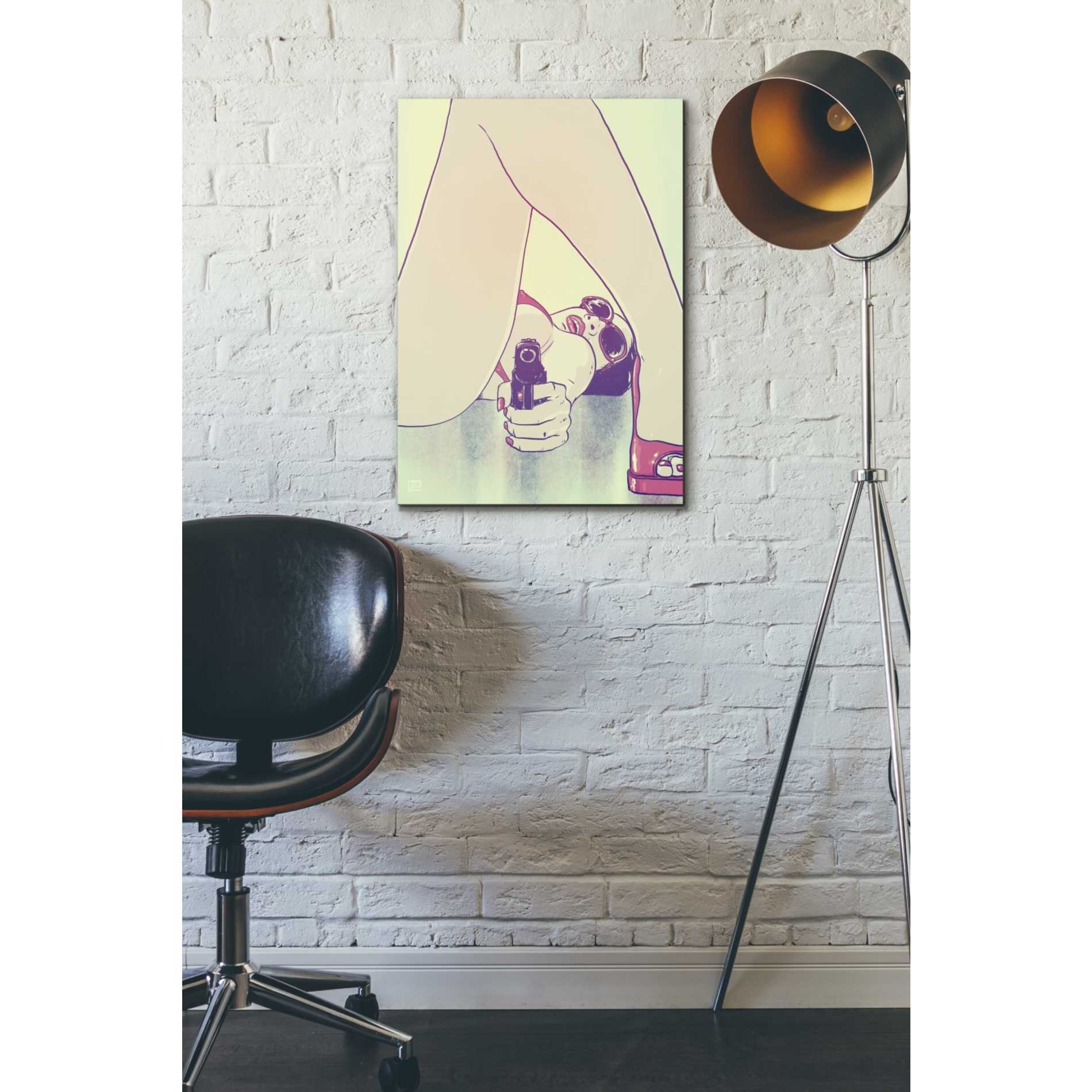 'Girl with Gun' by Giuseppe Cristiano, Canvas Wall Art,18 x 26