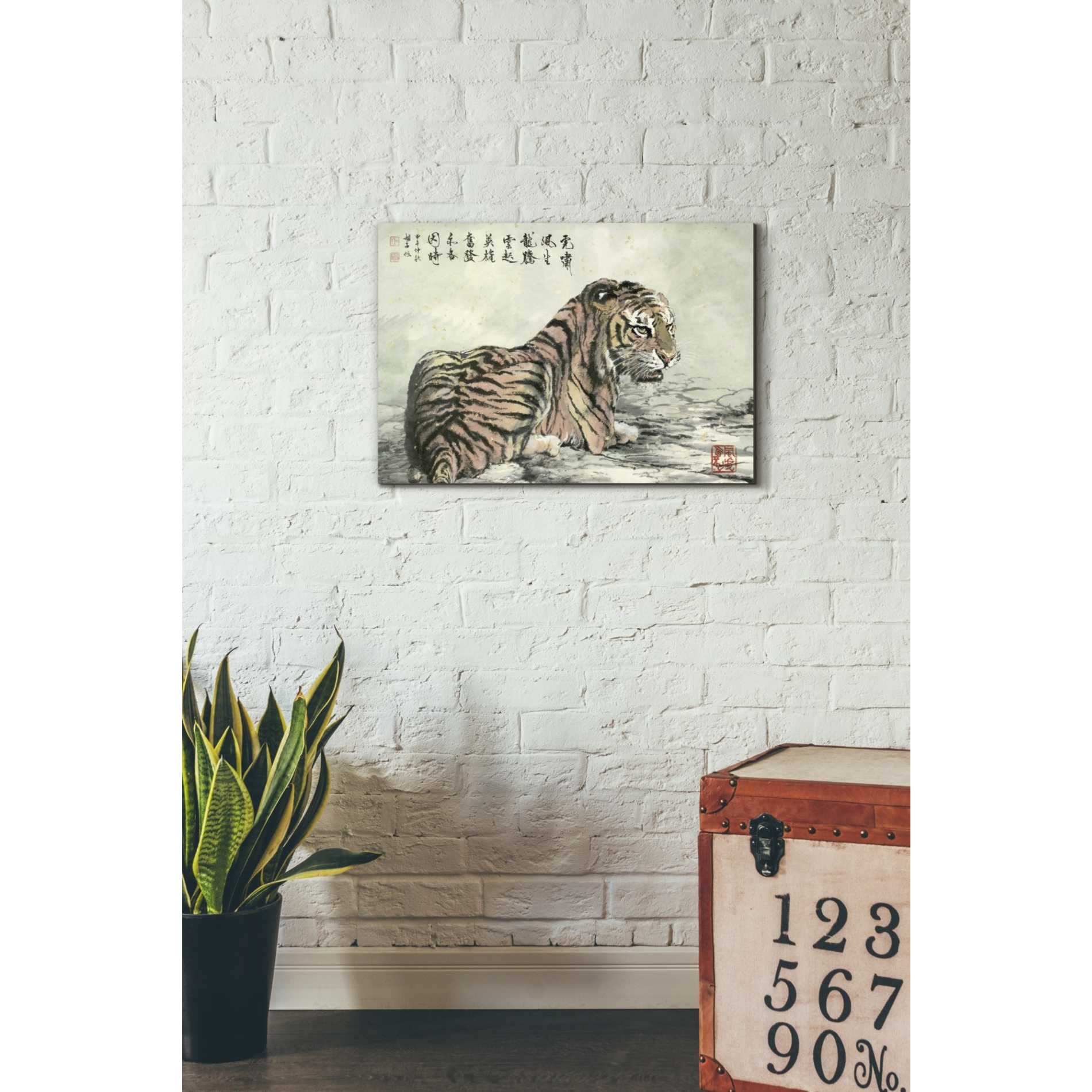 'Tiger Relaxing' by River Han, Canvas Wall Art,18 x 26