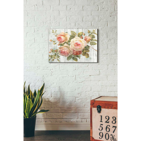 Image of 'Vintage Roses on Driftwood' Canvas Wall Art,,18 x 26