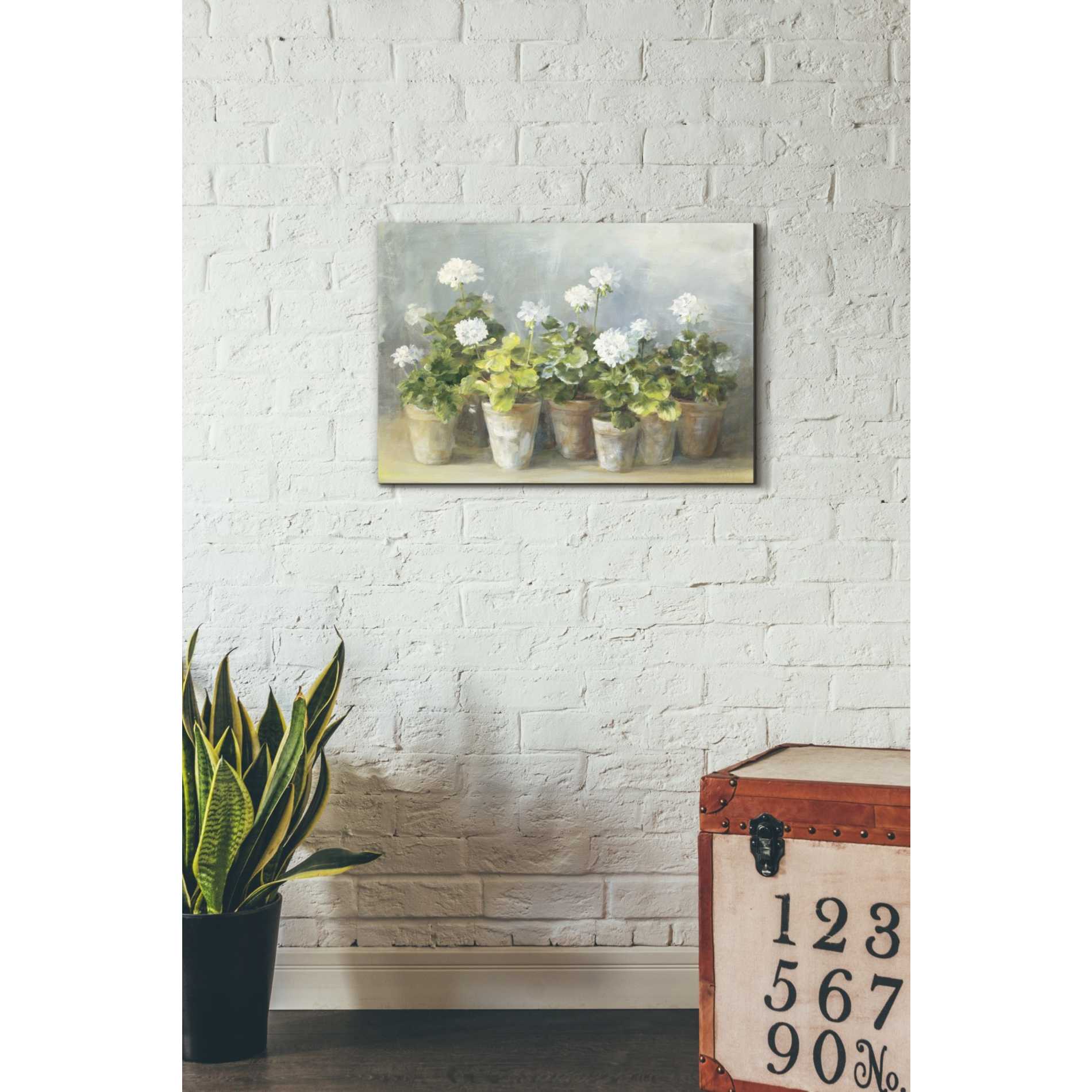 'White Geraniums Crop' by Danhui Nai, Canvas Wall Art,18 x 26