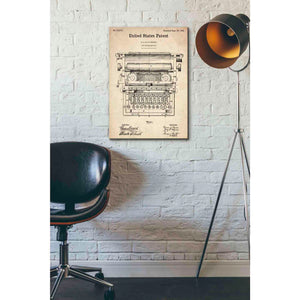 'Typewriter Vintage Patent Blueprint' Canvas Wall Art,18 x 26