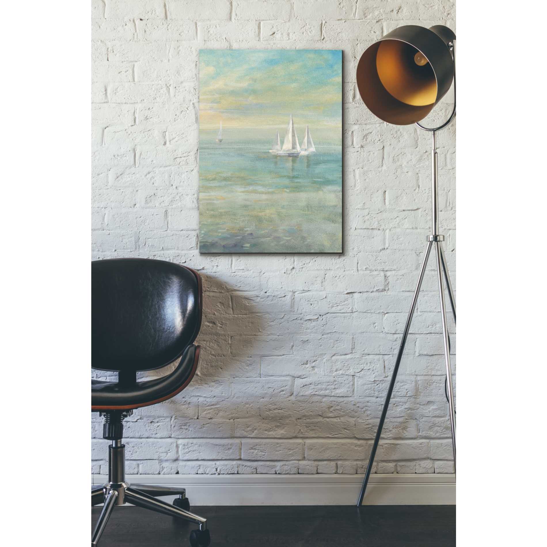 'Sunrise Sailboats II' by Danhui Nai, Canvas Wall Art,18 x 26