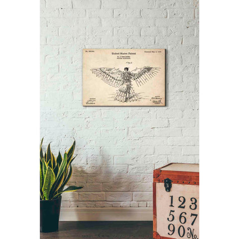 Image of 'Flying Machine Vintage Patent Blueprint' Canvas Wall Art,18 x 26