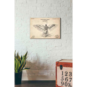 'Flying Machine Vintage Patent Blueprint' Canvas Wall Art,18 x 26