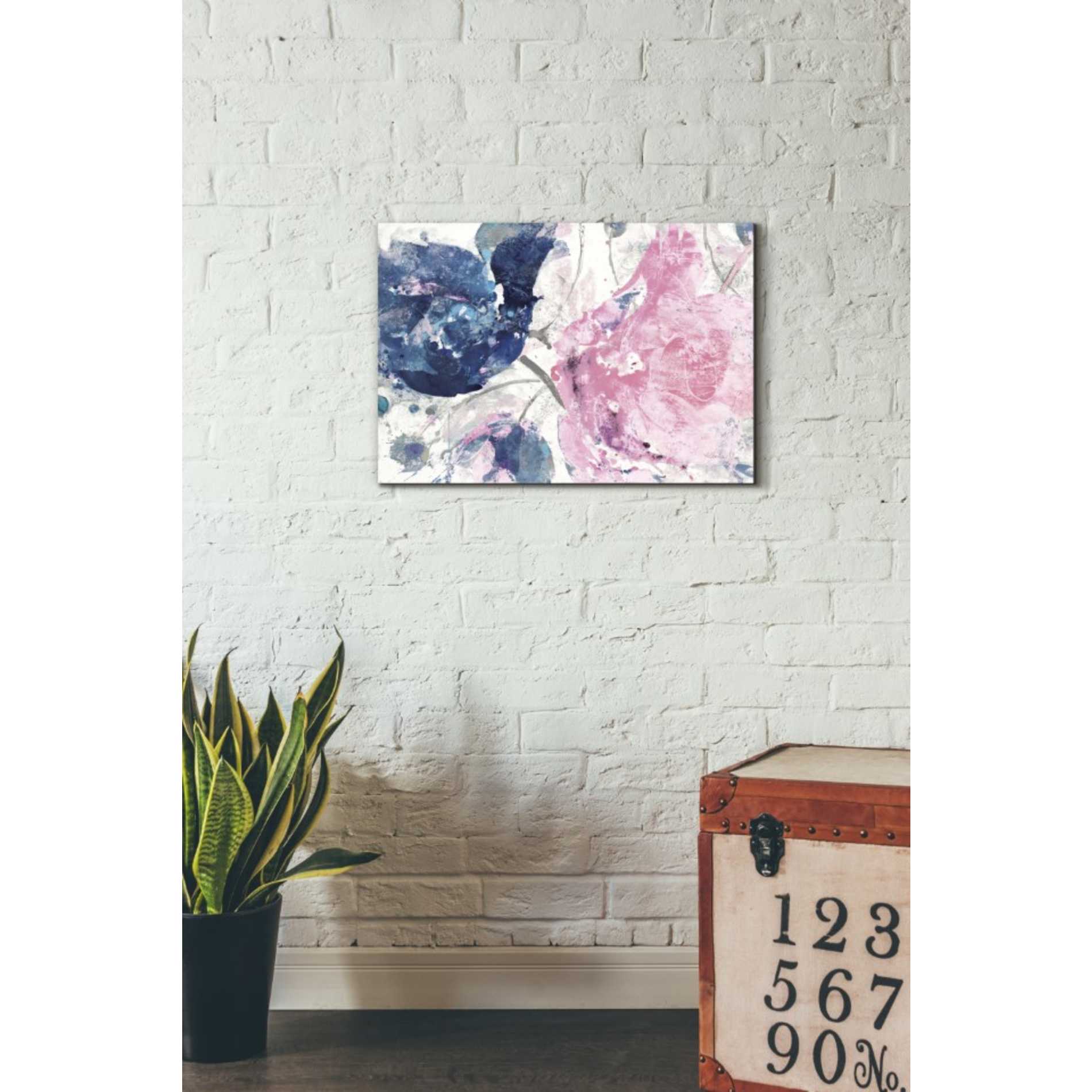 'Fireworks Abstract Navy Blue Flower Crop' by Albena Hristova, Canvas Wall Art,26 x 18