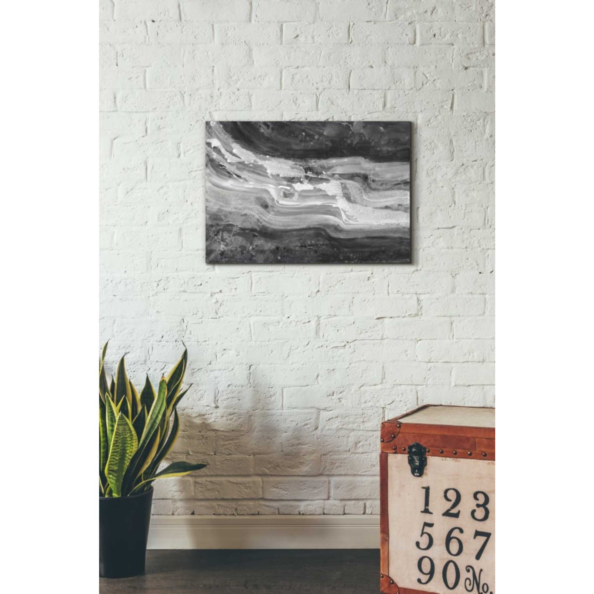 'Currents Gray Black White' by Albena Hristova, Canvas Wall Art,26 x 18