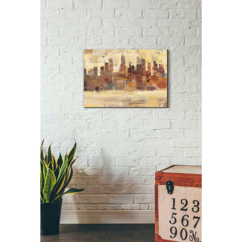 Image of 'City Skyline at Dusk' by Albena Hristova, Canvas Wall Art,26 x 18
