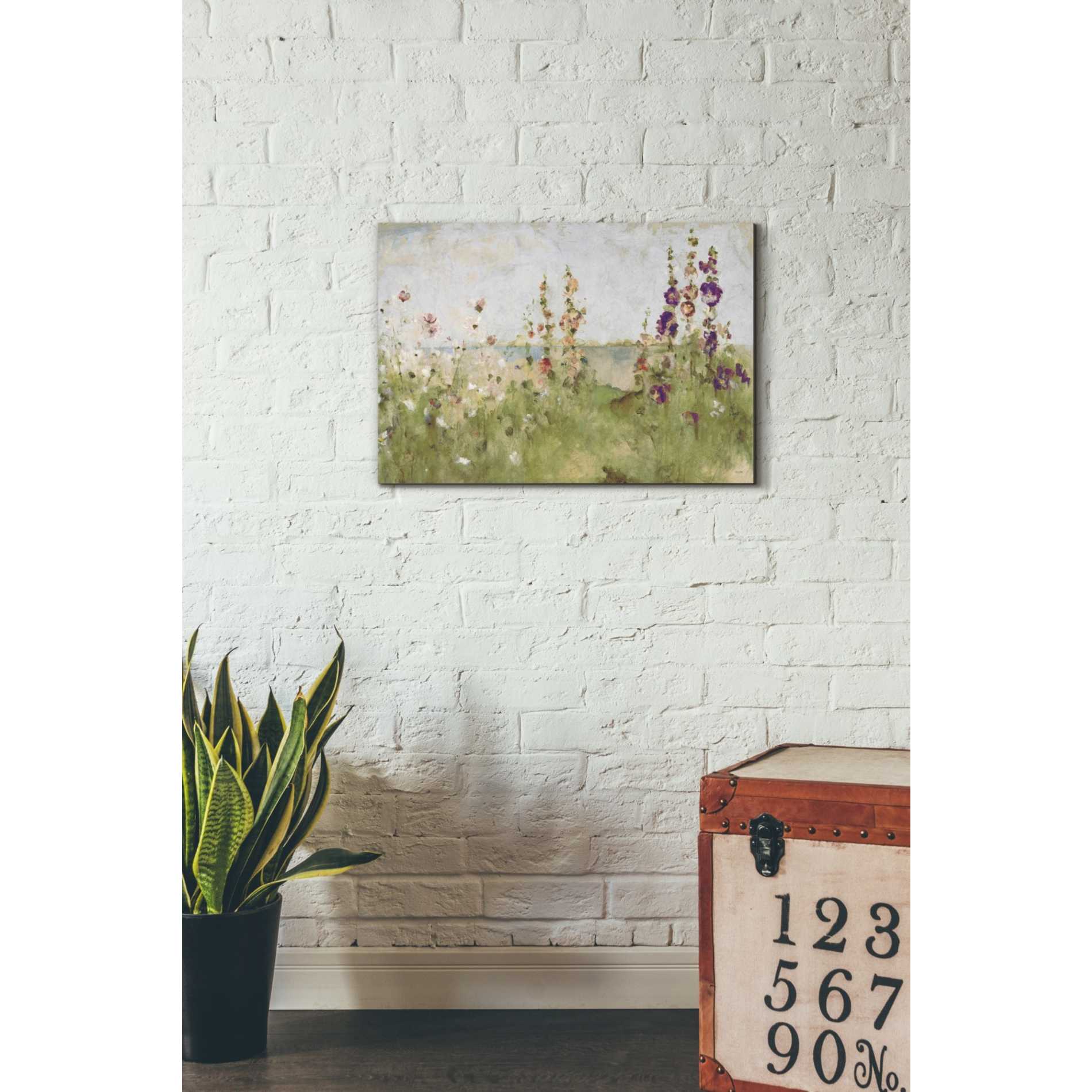 'Hollyhocks by the Sea' by Cheri Blum, Canvas Wall Art,18 x 26