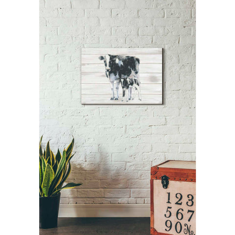 Image of 'Cow and Calf on Wood' by Emily Adams, Canvas Wall Art,18 x 26