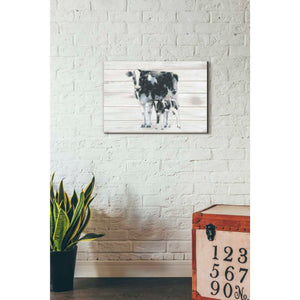 'Cow and Calf on Wood' by Emily Adams, Canvas Wall Art,18 x 26