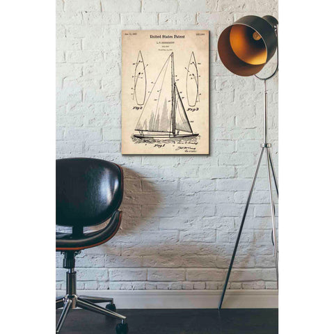 Image of 'Sailboat Vintage Patent Blueprint' Canvas Wall Art,18 x 26