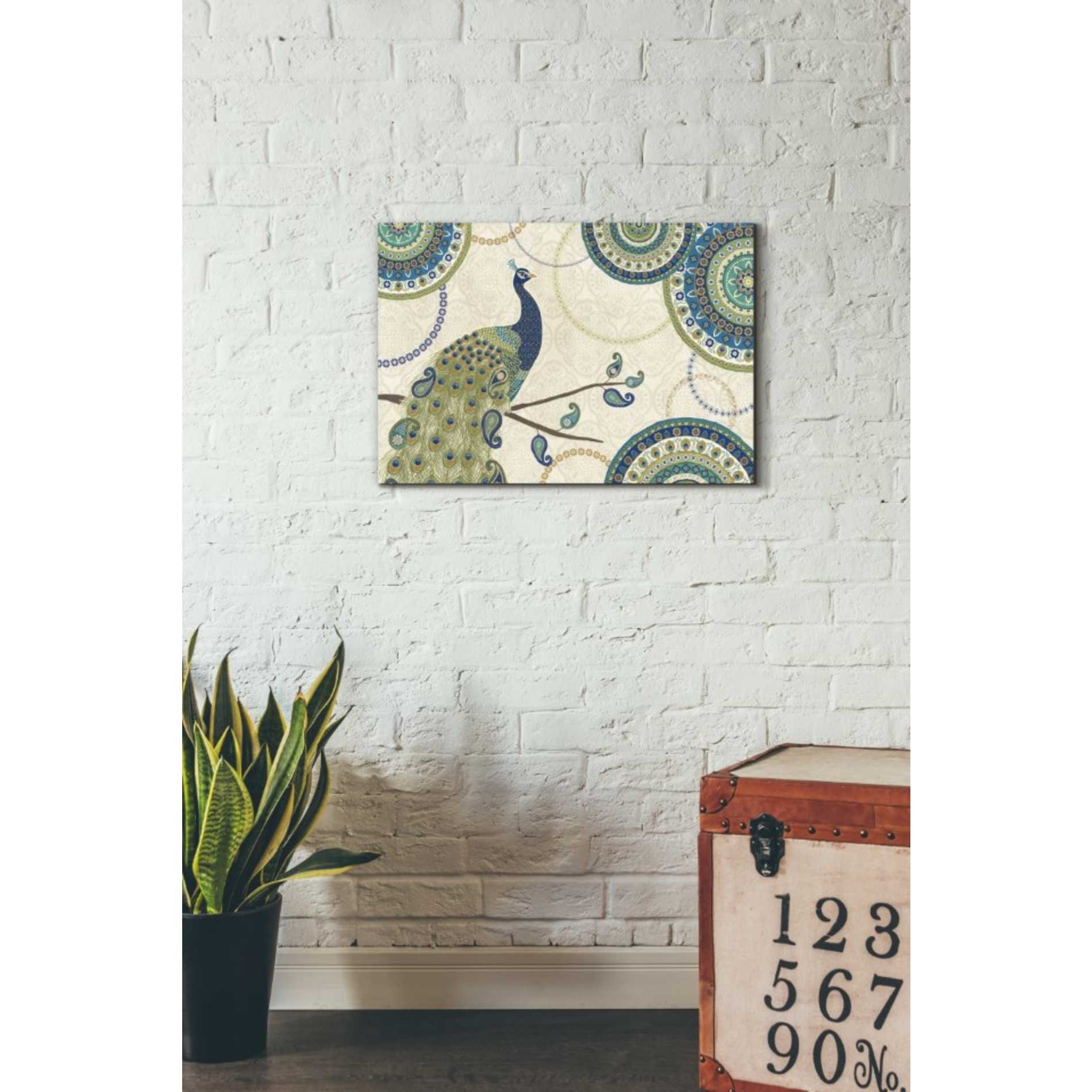 'Peacock Paradise I' by Veronique Charron, Canvas Wall Art,26 x 18