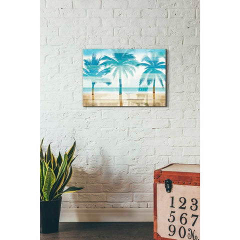 Image of 'Beachscape Palms with chair' by Michael Mullan, Canvas Wall Art,26 x 18