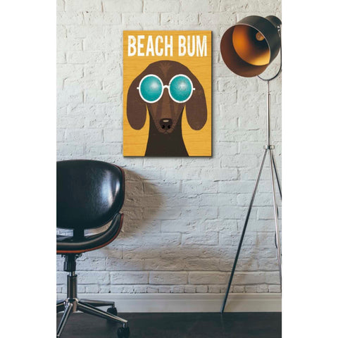 Image of 'Beach Bums Dachshund I Bum' by Michael Mullan, Canvas Wall Art,18 x 26